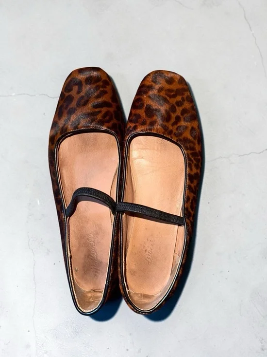 Madewell The Greta Ballet Flat Leopard Calf Hair Mary Jane Flats - Picture 3 of 6